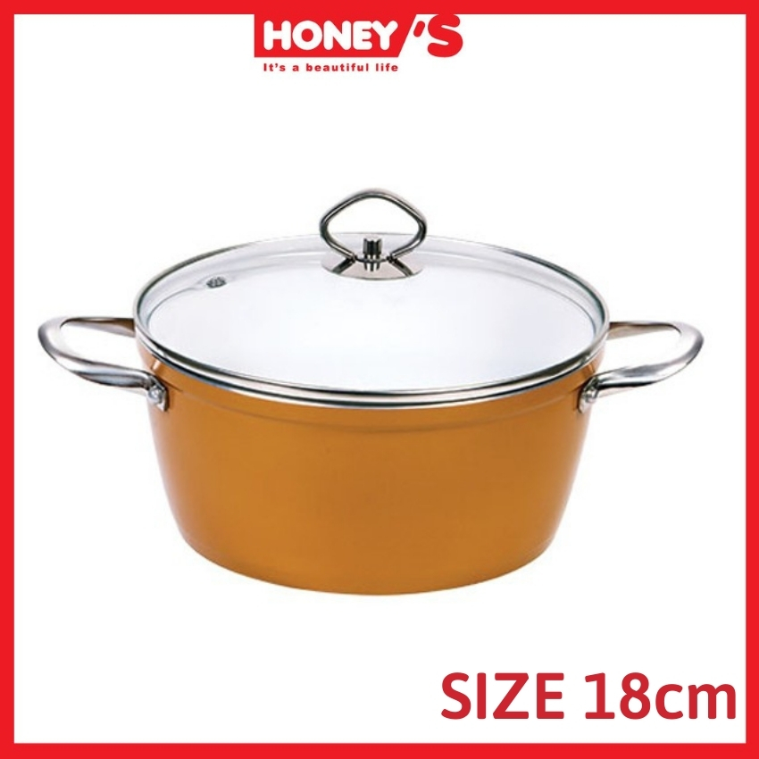 Nồi Ceramic cao cấp Honey's HO-AP2C181- bền, đẹp, chống dính, không bong tróc, Size 18cm - Màu ngẫu nhiên