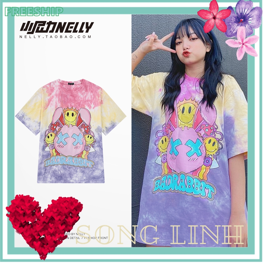 Áo thun nelly - heybig : mẫu thun loang in hình bad rabbit