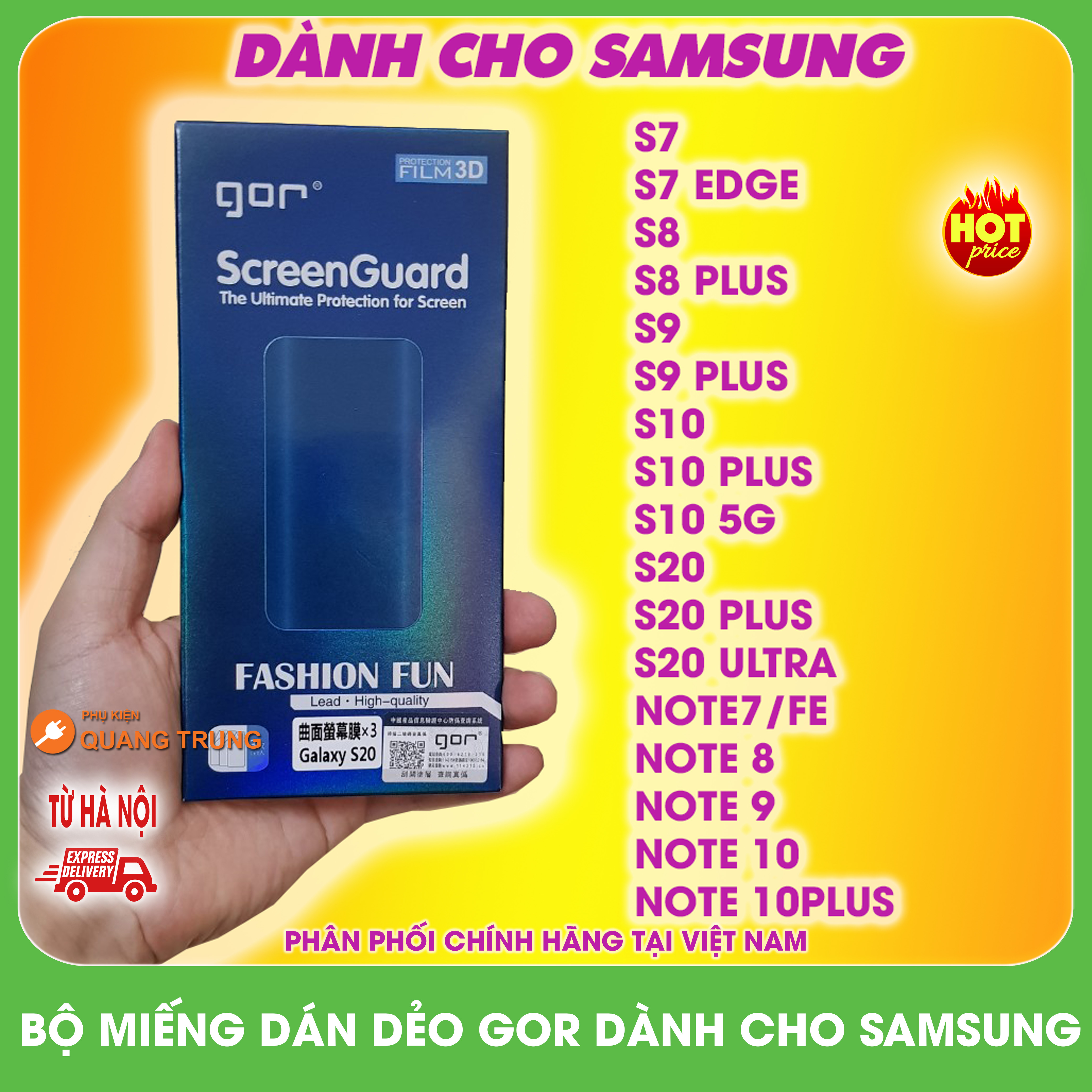 Bộ 3 Miếng Dán  Full Màn Hình Gor 6H+ Dán Carbon +Dán Camera  Cho S7 / S7e/S8/S8plus/S9/S9plus/Note8