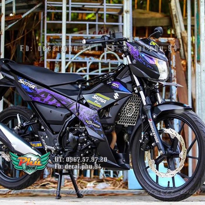 Tem rời Satria Fi Ston Đen Tím Xanh (P)|Mẫu mã đa dạng|Chi tiết sắc nét|Nhận làm Tem rời theo Yêu Cầu