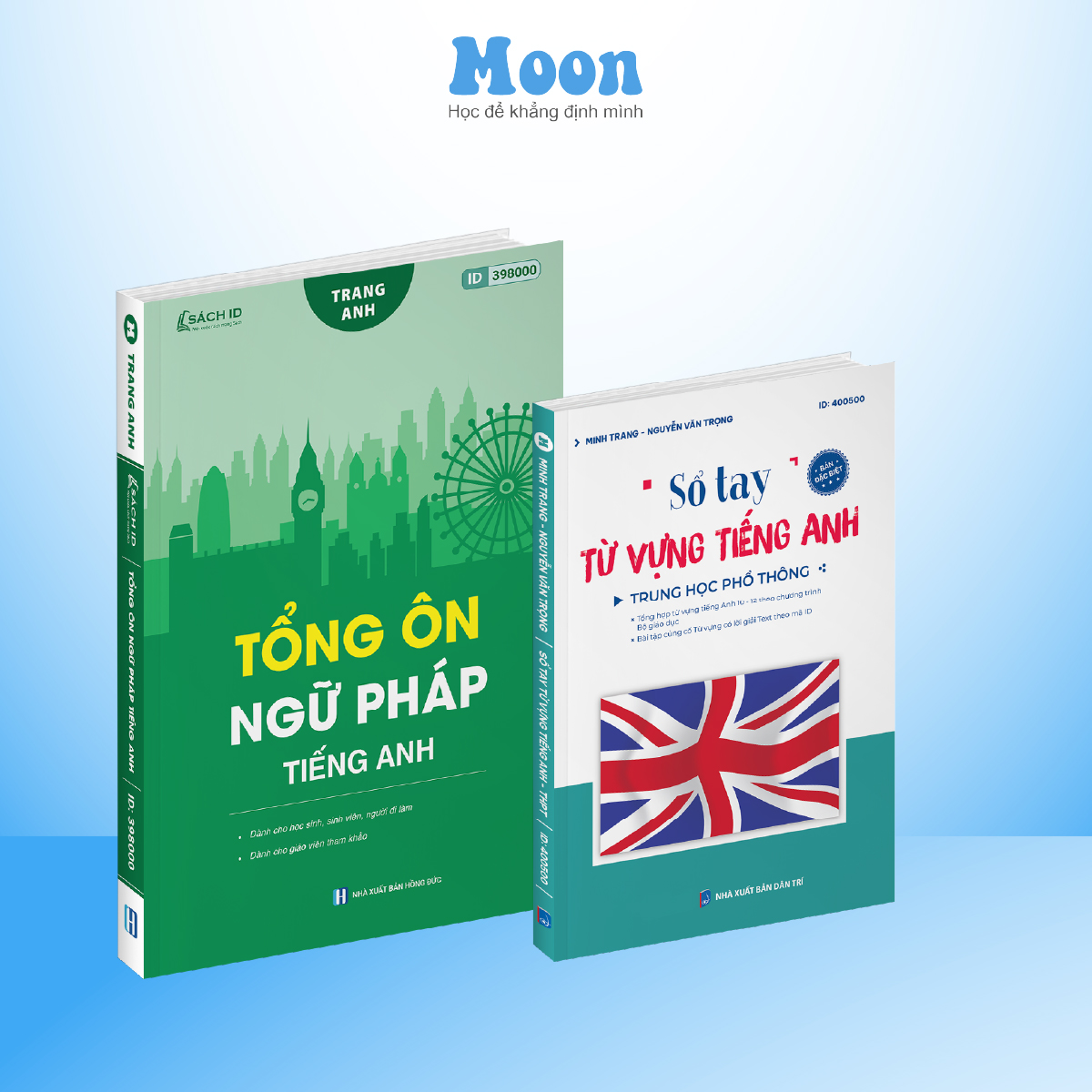 Combo 2 sách Tổng ôn ngữ pháp và sổ tay từ vựng tiếng anh theo chuyên đề ôn thi thpt moonbook