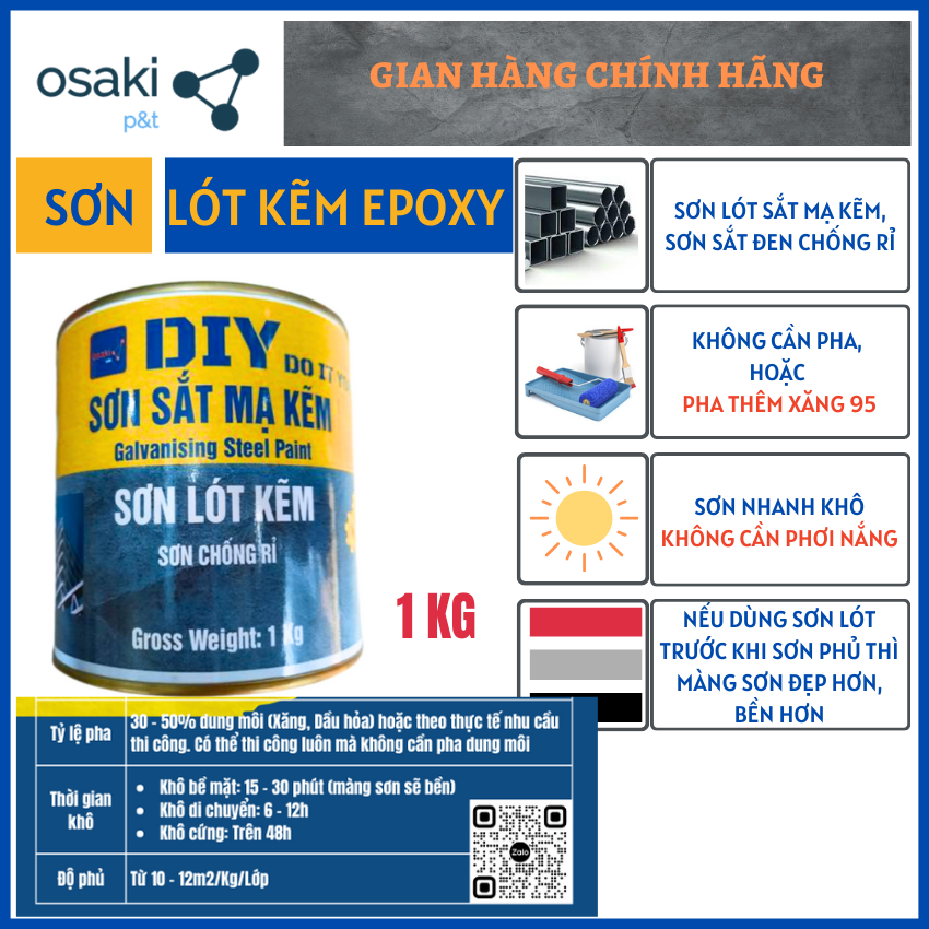 Sơn lót sắt mạ kẽm, sơn chống rỉ, sơn sắt mạ kẽm, sắt đen sắt hình sắt hộp - diy