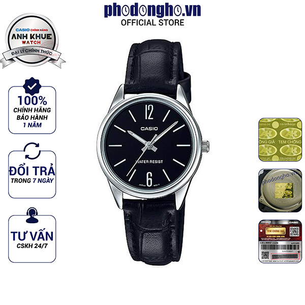 Đồng hồ nữ dây da casio anh khuê ltp-v005l-1budf