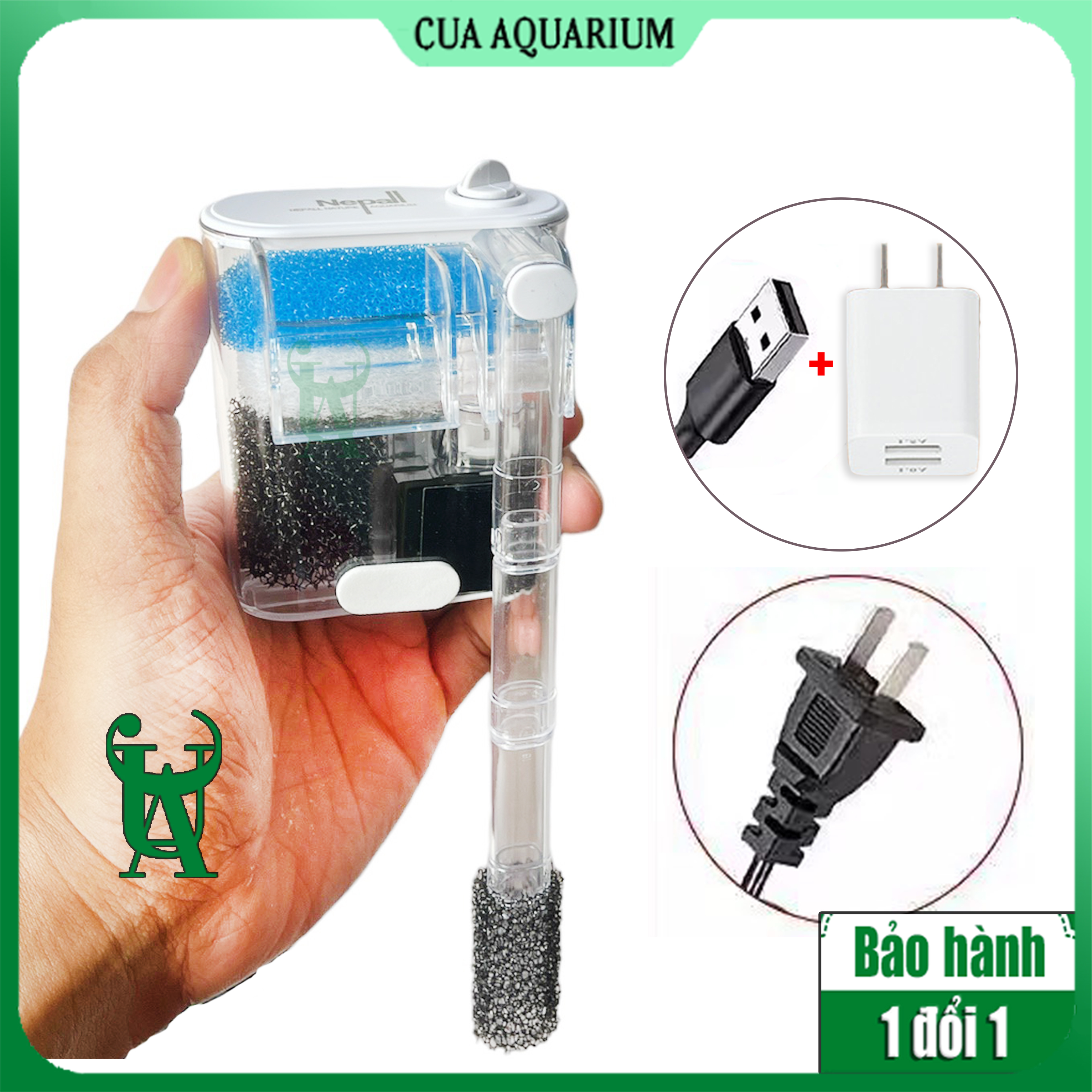 Lọc thác mini USB Nepall cao cấp cho bể cá , thuỷ sinh Bảo hành 1 đổi 1