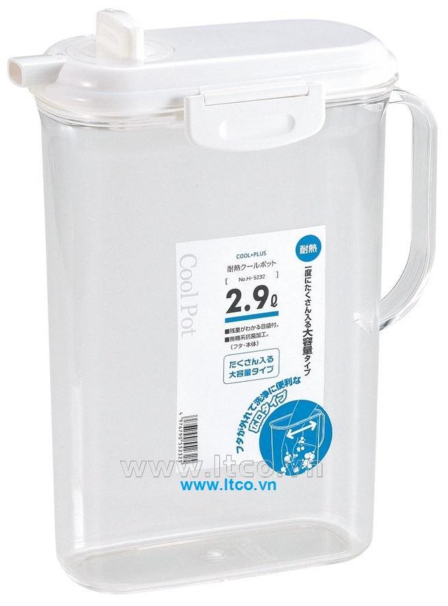 Bình nước nhựa trong có khóa vòi 2,9 lít - Nhật Bản