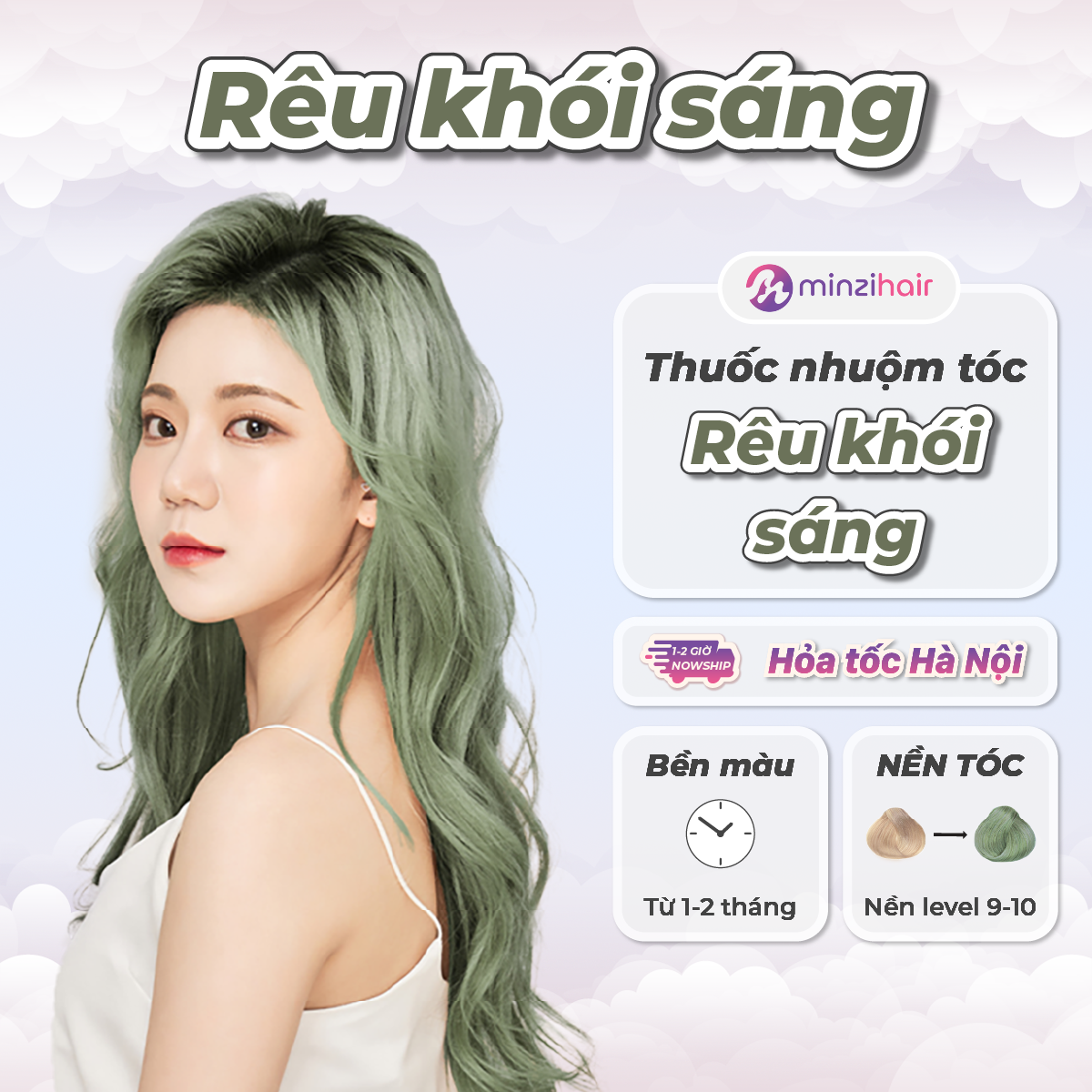 Thuốc Nhuộm Tóc Màu Rêu Khói Sáng - Kèm Tẩy Tóc - Minzihair HN
