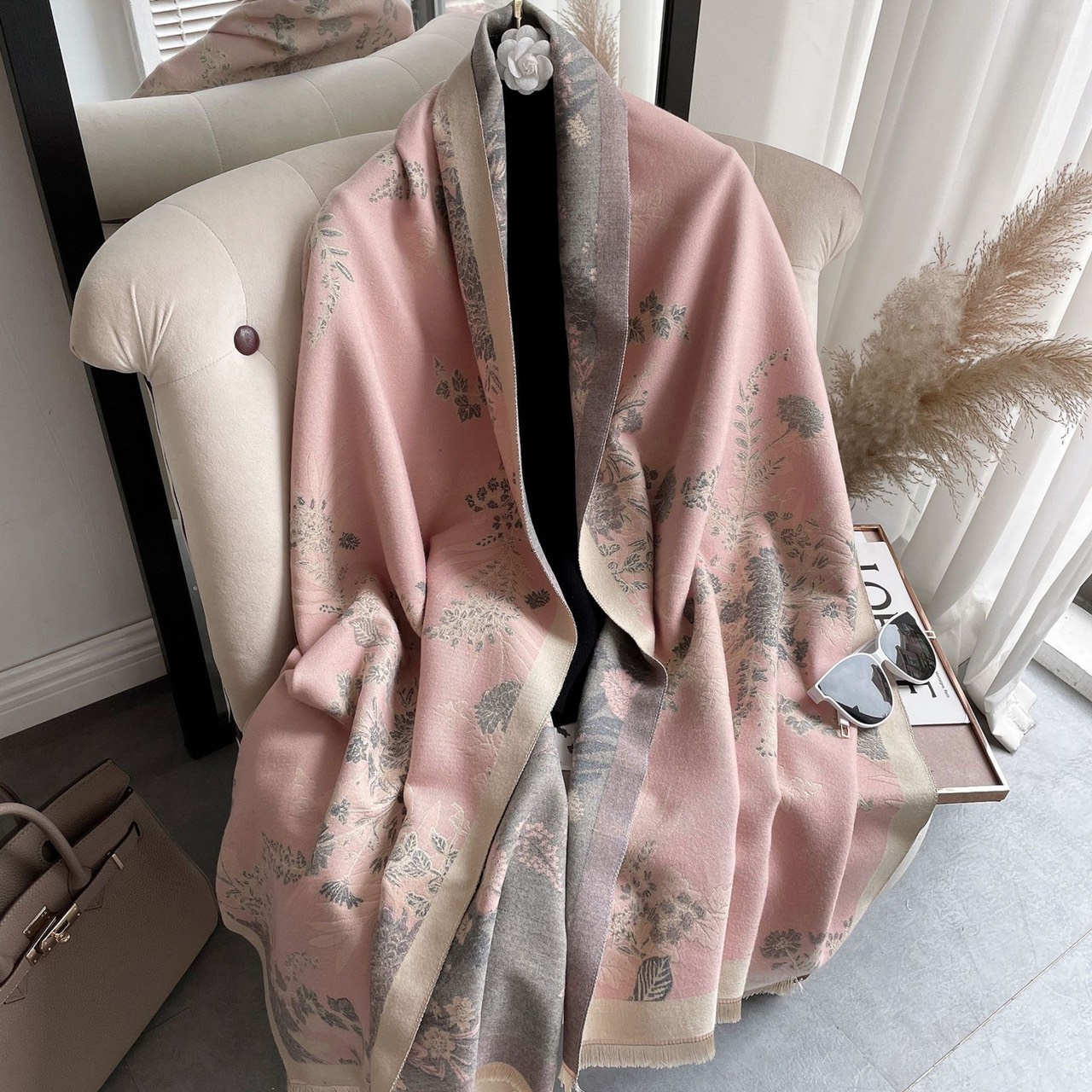 Khăn dạ cashmere hoa cao cấp - Mẫu 2023