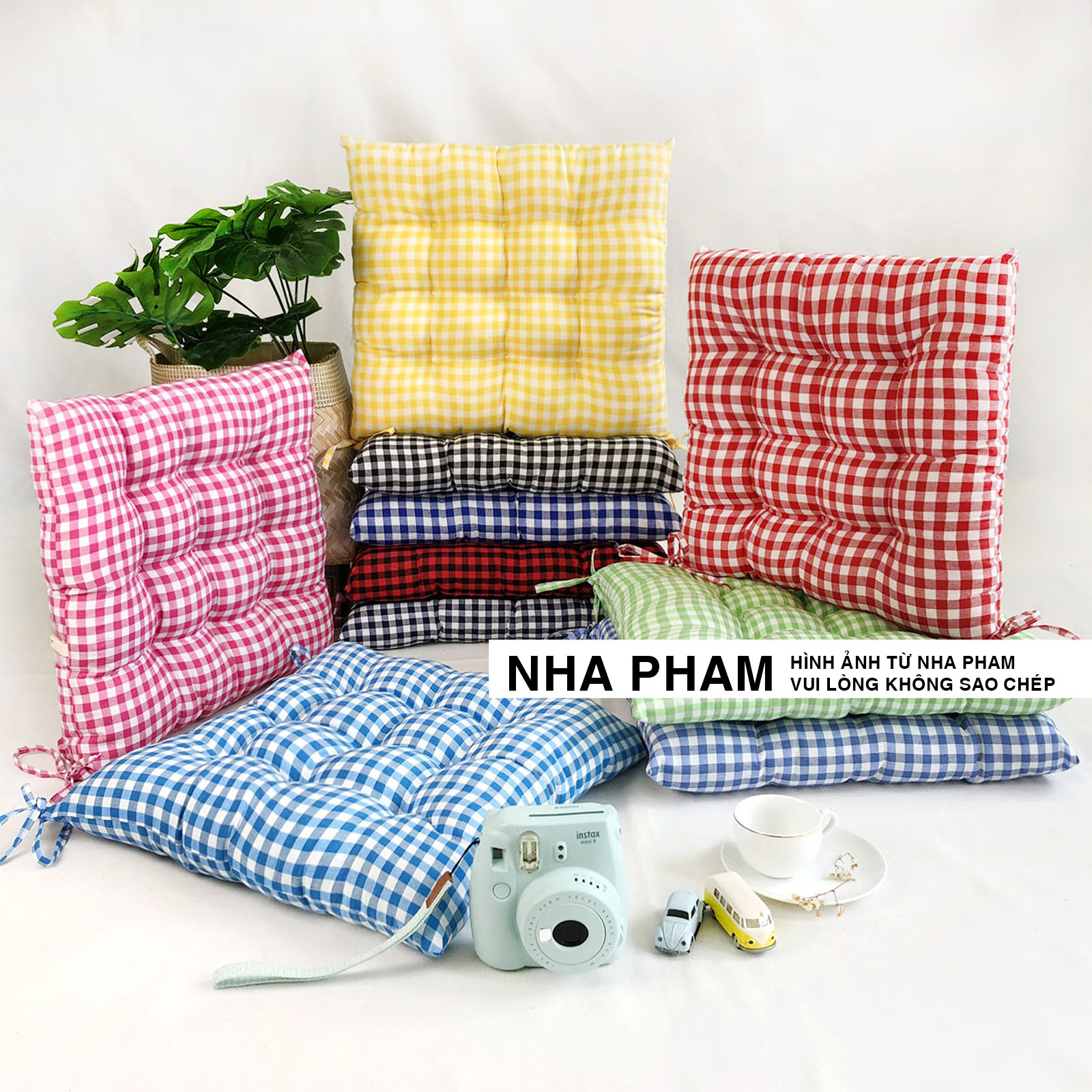 Đệm vuông ngồi bệt caro pham