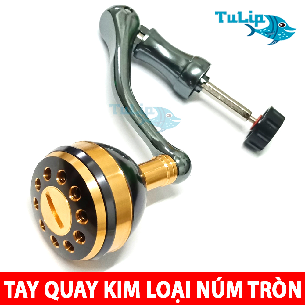 Tay quay máy câu cá kim loại núm tròn cao cấp - tay quay núm tròn quay nhẹ tay thích hợp máy 5000,6000,70000
