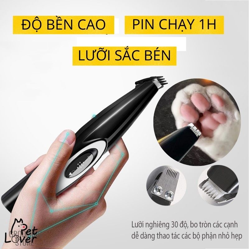 Tông đơ cạo lông bàn chân cho chó mèo HK-275A tông đơ cắt lông chân chó phụ kiện đầy đủ máy êm lỗi 1 đổi 1 - Petlover
