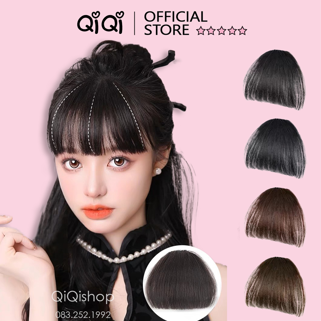 Tóc mái giả ngố, hàng dệt tay kiểu dáng hàn quốc - mái tóc ngố dầy qiqishop