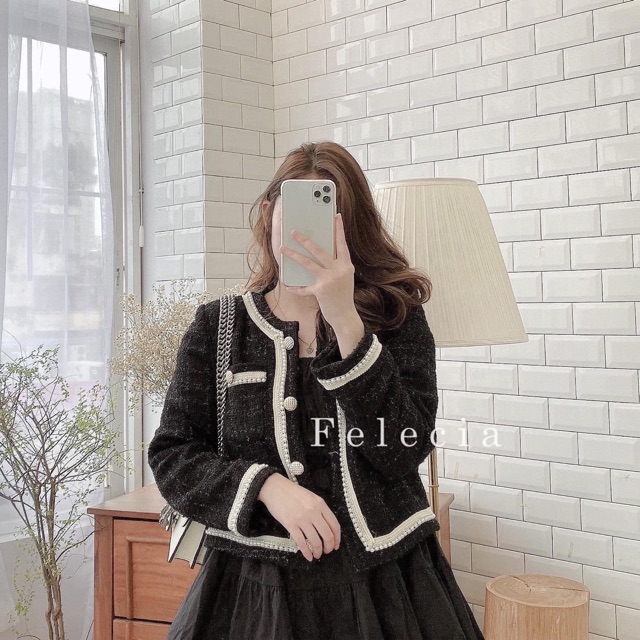 Áo khoác dạ ngọc sang trọng 👗 size nhỏ 👗 - áo khoác dạ tweed cho nữ, áo khoác hai lớp - áo khoác dạ tweed viền cực sang cho các nàng 👗👗