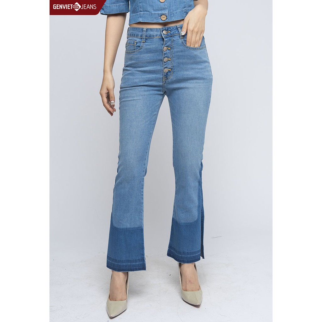 Quần Dài Jeans Nữ Ống Loe Xe Gấu XQ110J930 GENVIET JEANS