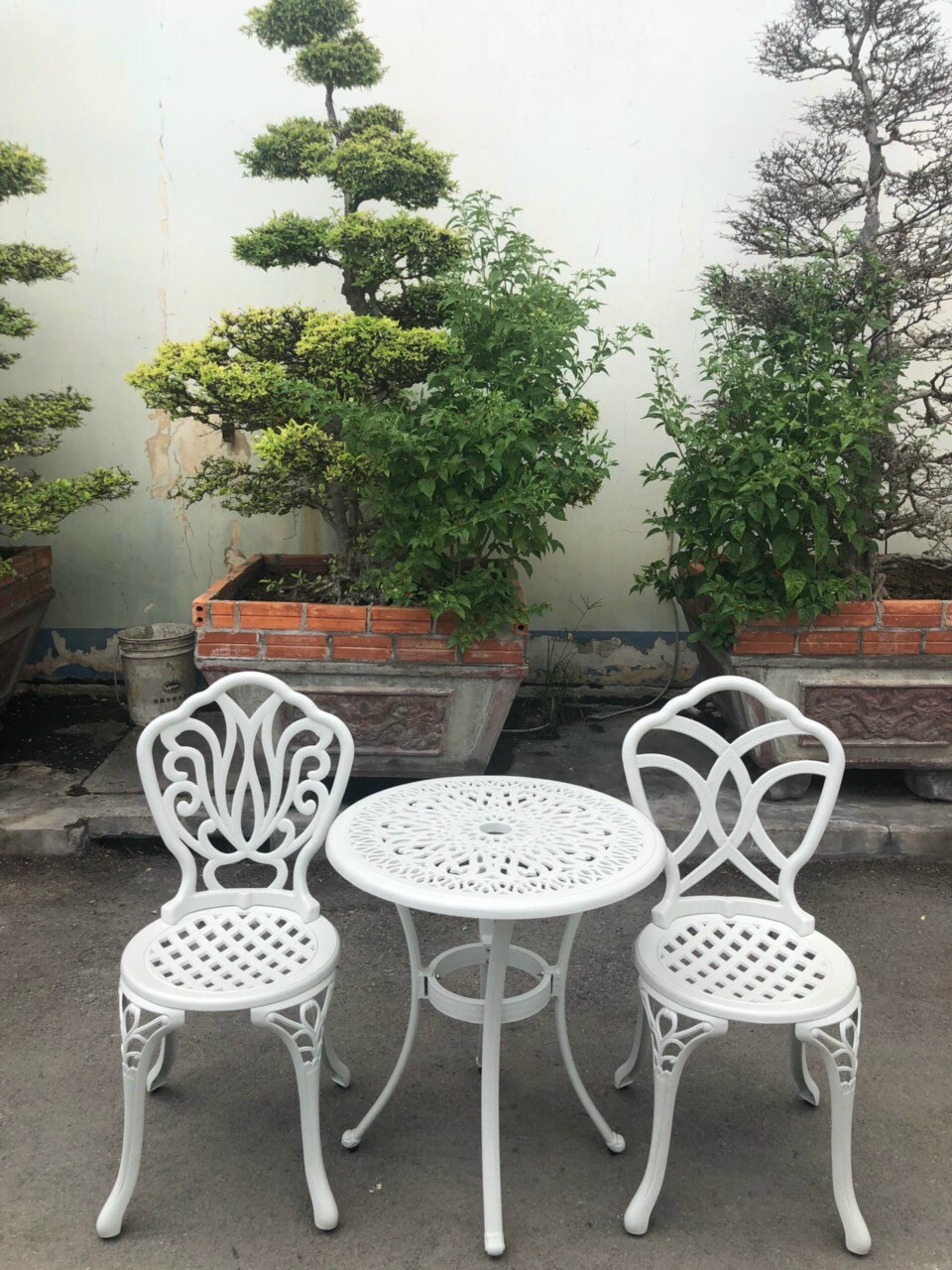 Bộ bàn ghế nhôm đúc, bàn ghế ngoài trời, bàn ghế sân vườn (1 bàn 2 ghế)