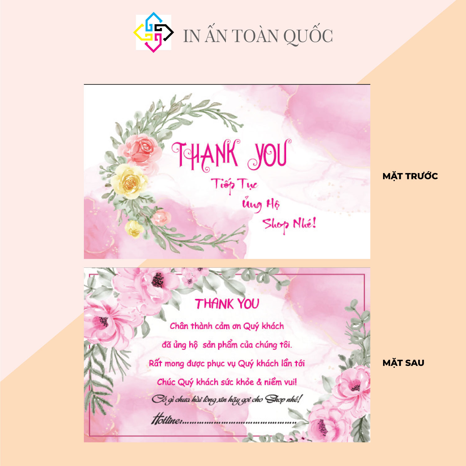 Thiệp cảm ơn khách hàng - thẻ cảm ơn - thư cám ơn khách hàng cho shop bán hàng online - giấy dày sang trọng - 100 Thiệp