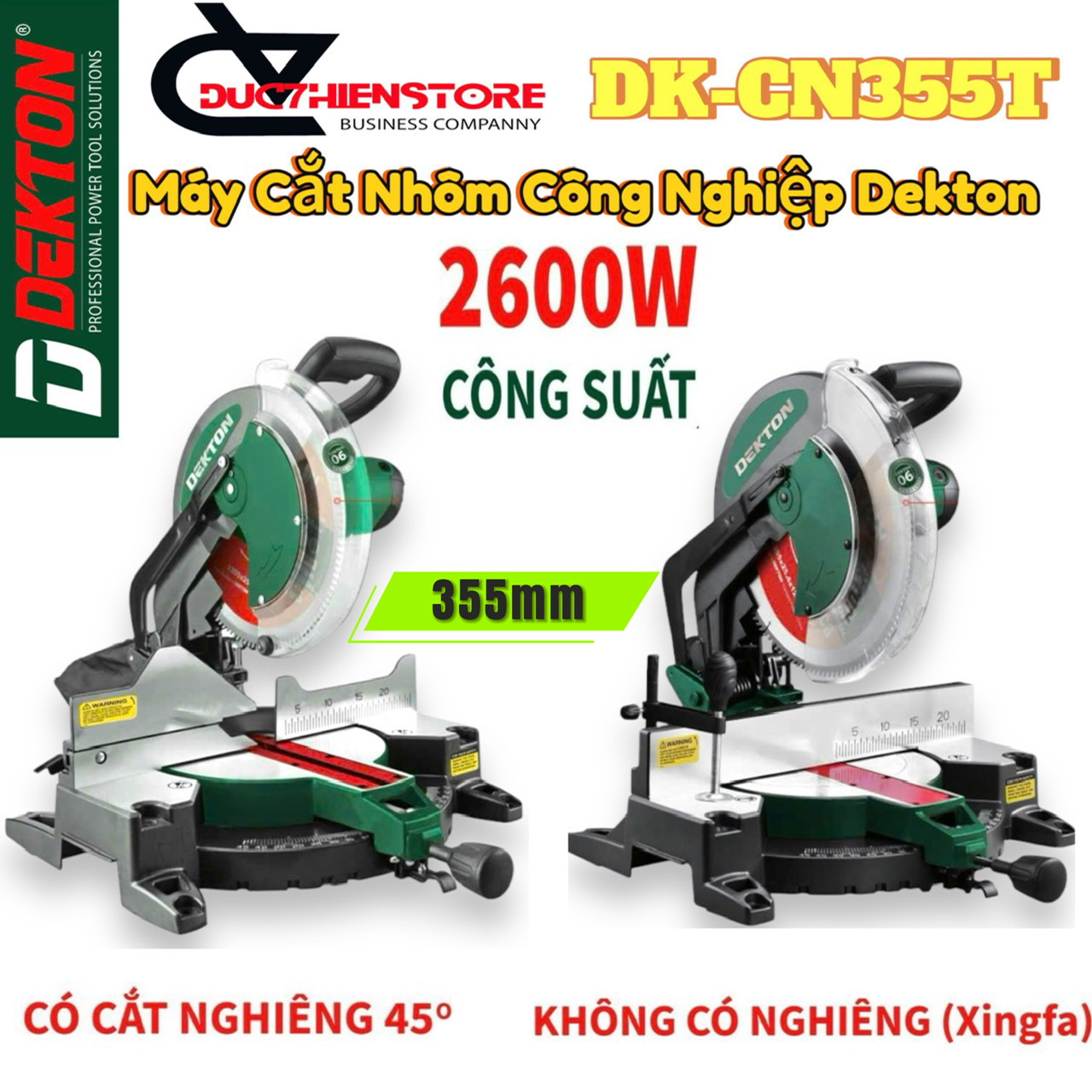 Máy Cắt Nhôm Công Nghiệp 355mm Dekton DK-CN355TT New 2024 | Chuyên Nghiệp Cắt Nhôm XingFa | Gá Giàn Cắt Nhôm 2 Đầu