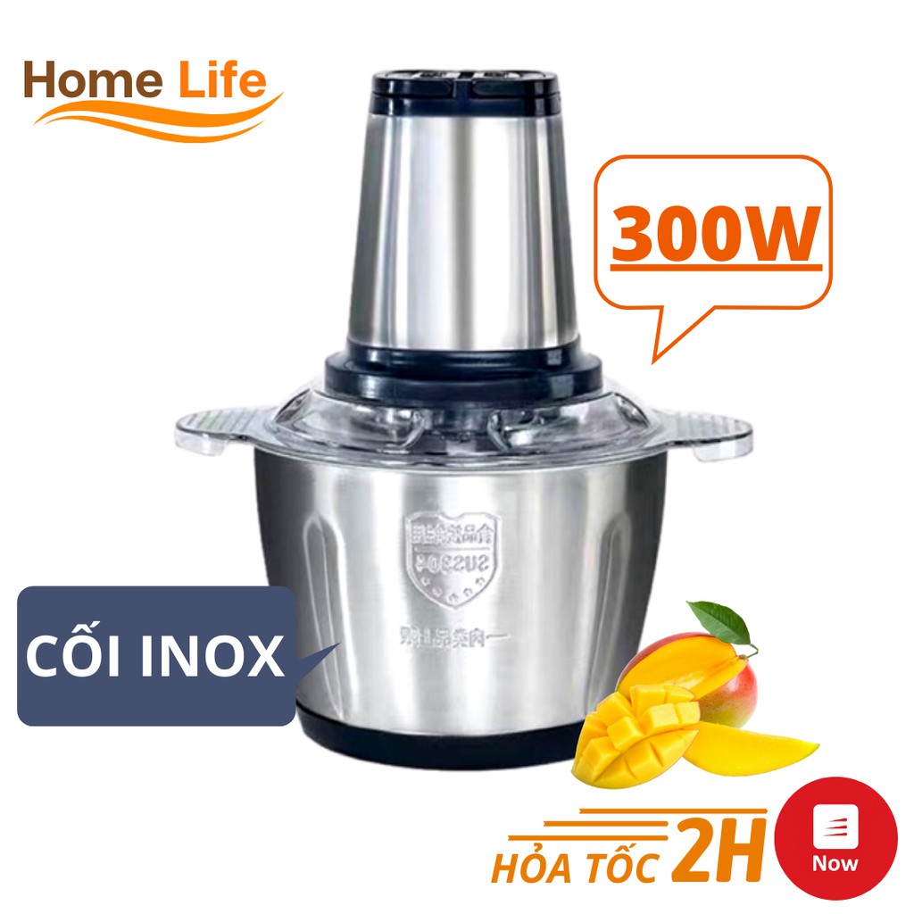 [HCM]Máy xay thịt thực phẩm đa năng xay tỏi ớt bằng điện cối inox 3 lít 2 lít công suất 300W