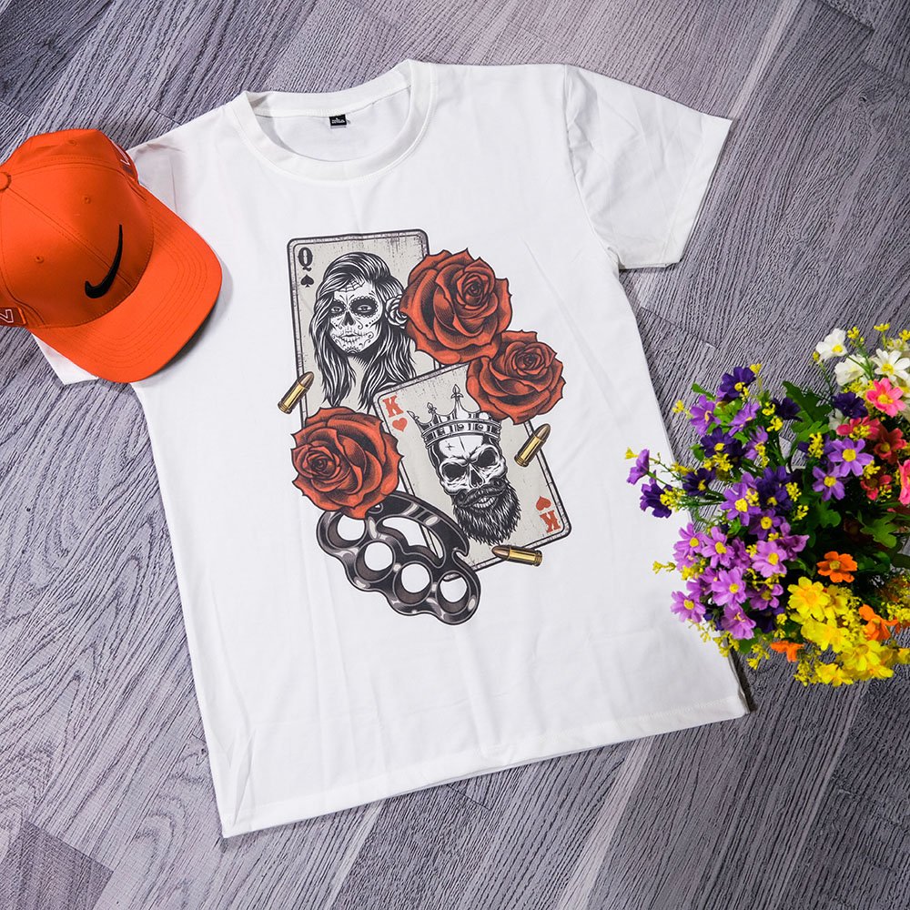 Áo thun nam Unisex cổ tròn - Áo thun đôi nam nữ - In hình quỷ bài - Local Brand By Sugant Việt Nam