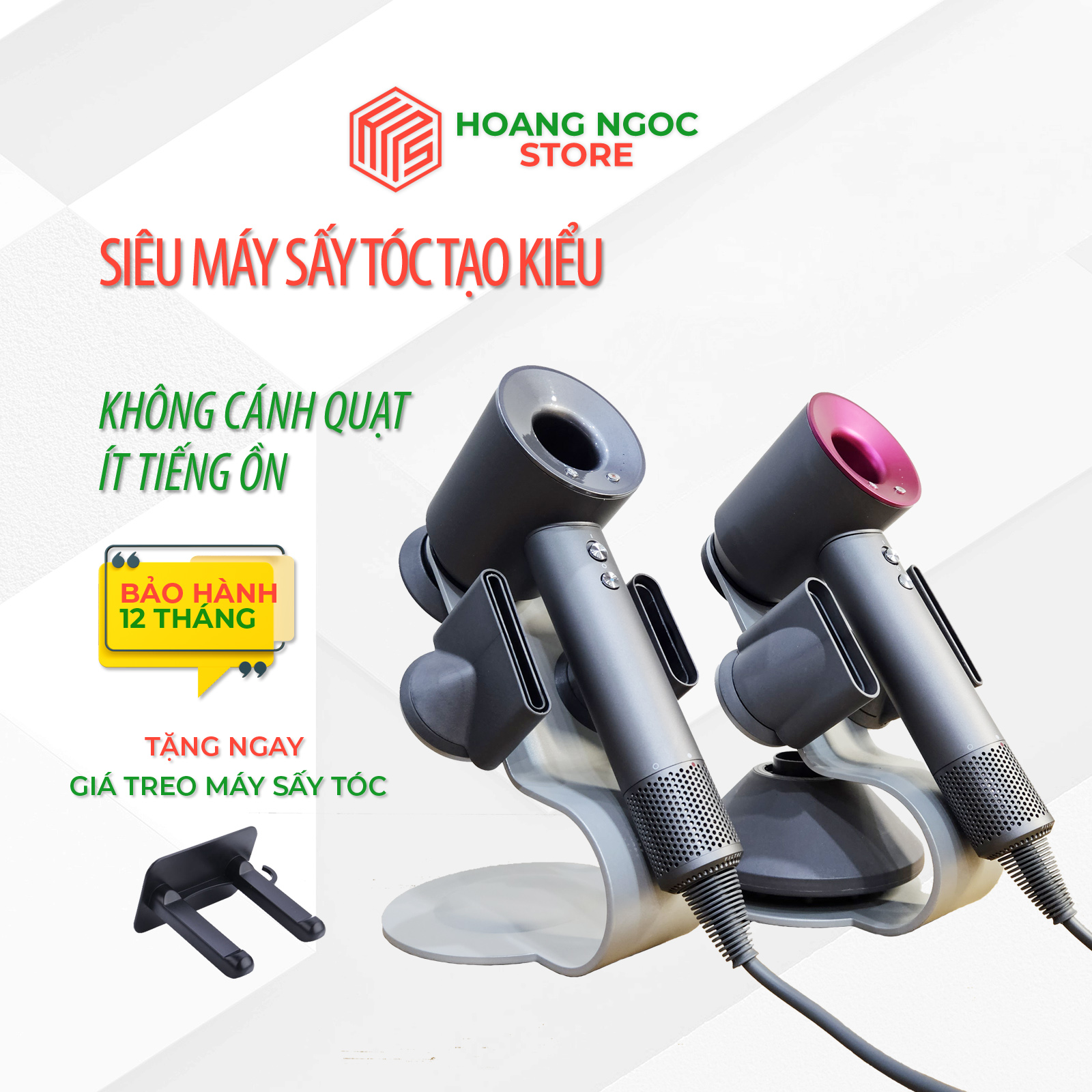Siêu Máy sấy tóc tạo kiểu công suất cao, không cánh quạt, ít tiếng ồn, sấy nóng lạnh 2 chiều, ion âm và tạo kiểu tóc nhanh