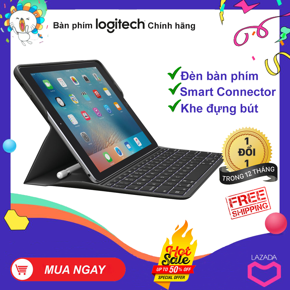 [HCM]Bàn Phím Logitech Create Cho iPad Pro 9.7 Kiêm Bao Da - Có Đèn Bàn Phím