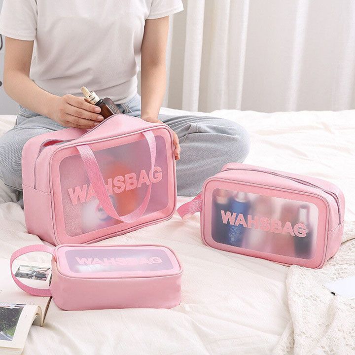 Sét 3 túi trong suốt đựng mỹ phẩm - túi đựng đồ trang điểm, đồ cá nhân, phù hợp đi du lịch, công tác - túi đựng đồ mỹ phẩm cao cấp