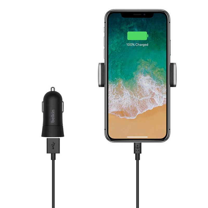 Bộ sạc nhanh điện thoại iPhone trên xe ô tô & giá treo Belkin 4 món