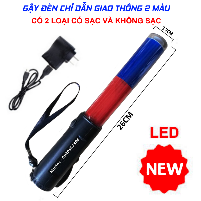 GẬY ĐÈN CHỈ HUY GIAO THÔNG 2 MÀU , GẬY PHÂN LUỒNG GIAO THÔNG ,ĐÈN CẢNH BÁO , ĐÈN TÍN HIỆU , ĐÈN CHỈ DẪN - SỬ DỤNG SẠC ĐIỆN VÀ PIN