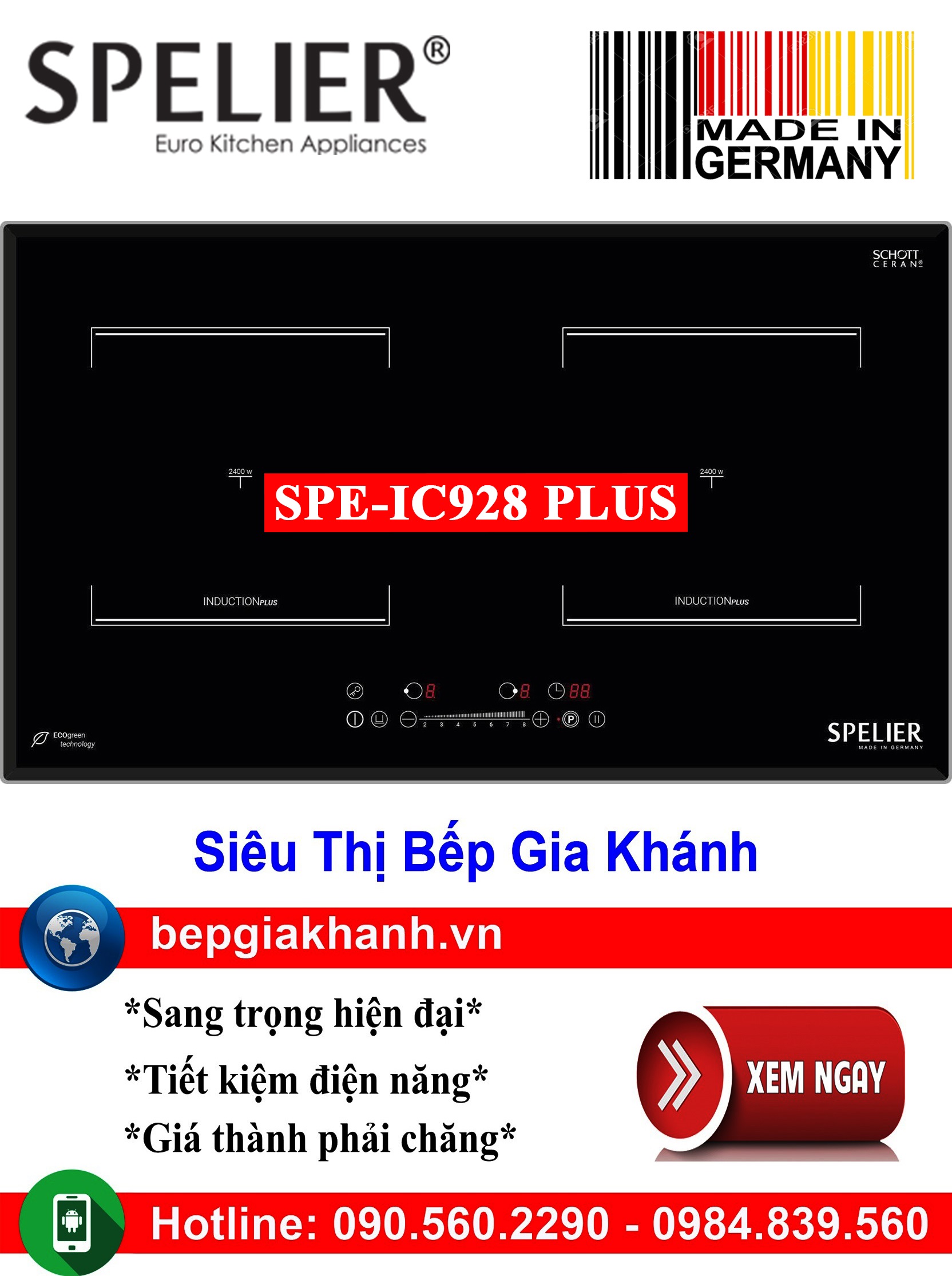 [HCM]Bếp từ đôi Spelier SPE-IC928 PLUS nhập khẩu Đức, bếp từ, bếp điện từ, bếp từ đôi, bếp điện từ đ