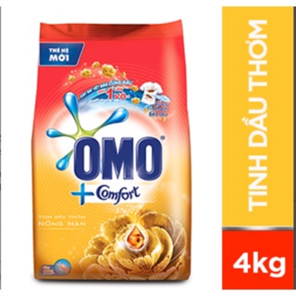 Bột giặt Omo Comfort Vàng Tinh Dầu Thơm Nồng Nàn Túi 4kg