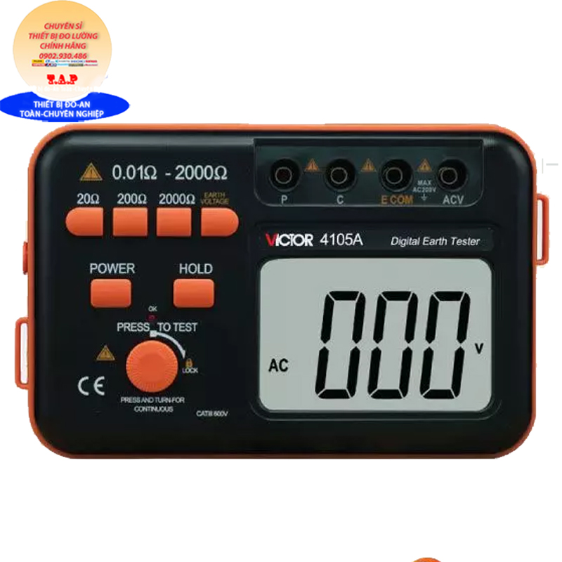 Victor-4105a đồng hồ đo điện trở đất victor 4105a thang đo 20/200/2000ω tiêu chuẩn ip54 iec 61010-1