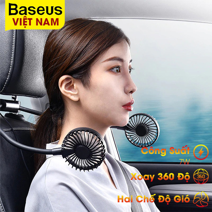 [BẢO HÀNH 18 THÁNG] Quạt đôi Baseus xoay 360 độ, công suất 7W, hai chế độ gió sử dụng trên xe hơi