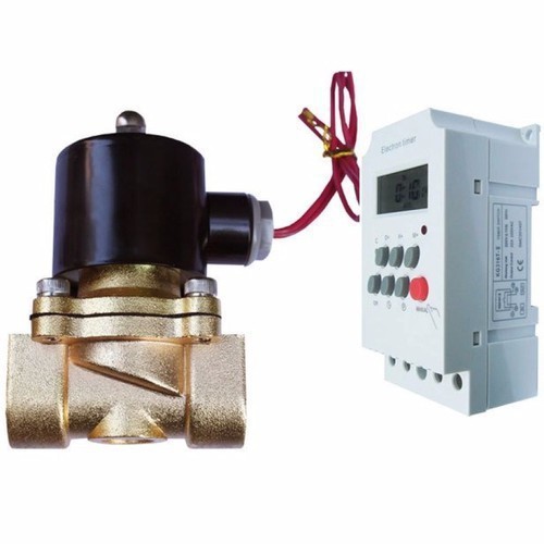 Bộ hẹn giờ tưới cây tự động van điện từ phi 21mm Tặng công tắc hẹn giờ KG316T-II