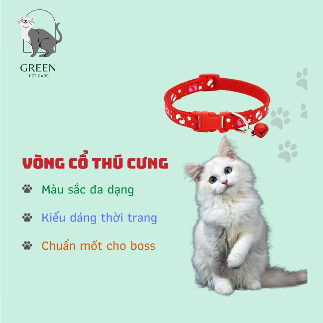 Vòng đeo cổ cho mèo có chuông đủ màu - Bản rộng 1cm/1.5cm