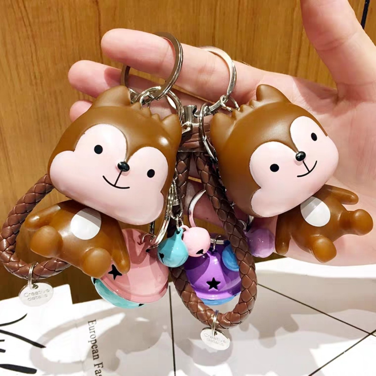 Móc khóa thú cưng siêu dễ thương móc khóa khỉ nâu