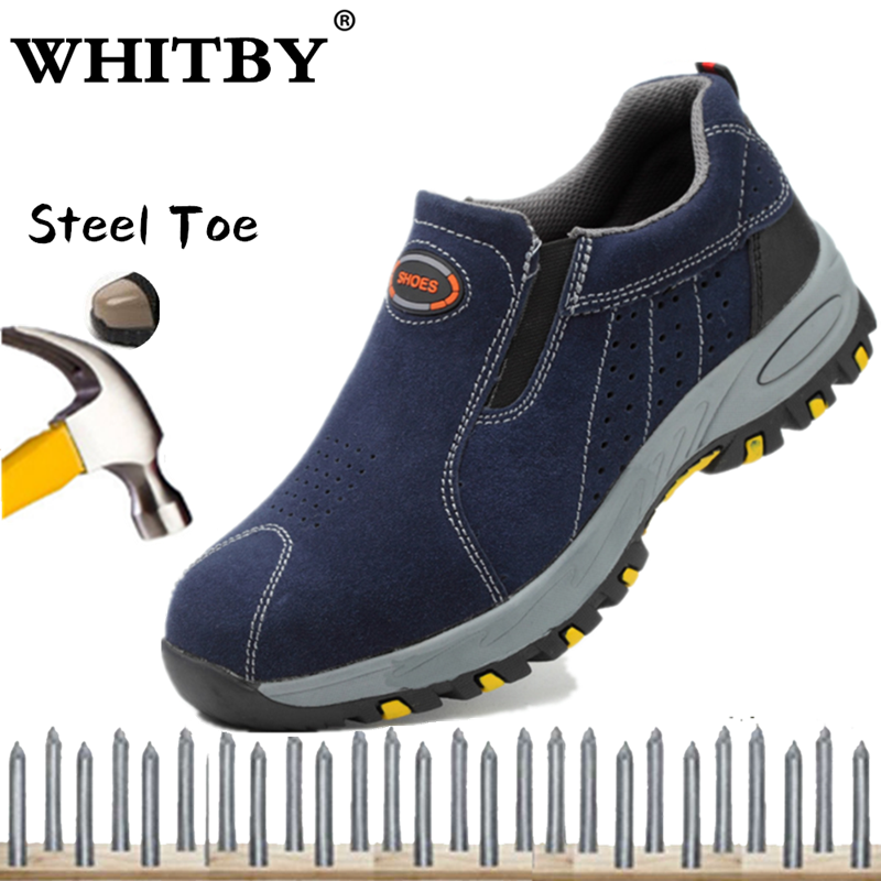 Brand WHITBY Safety Shoes For Men Women Giày Bảo Hộ Mũi Thép Cho Nam Giày Lao Động Thường Ngày Có Lưới Phản Quang Nhẹ Thoáng Khí Chống Xuyên Thủng 2019