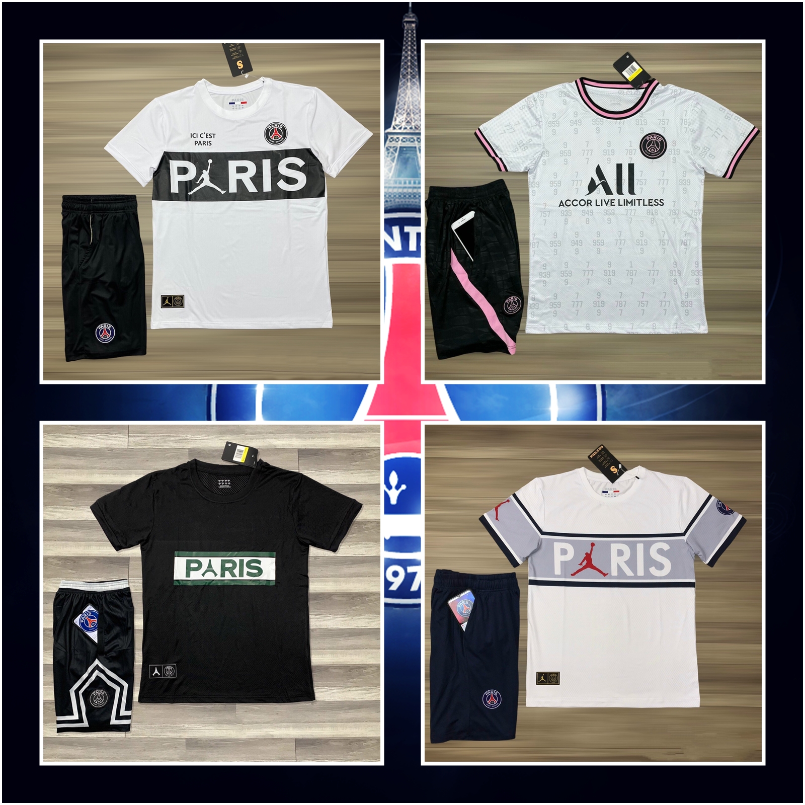 Áo bóng đá-Áo Đá Banh Câu Lạc Bộ Paris Saint-Germain -MÂU Thời Trang -Chất Polyester Thái Cao Cấp