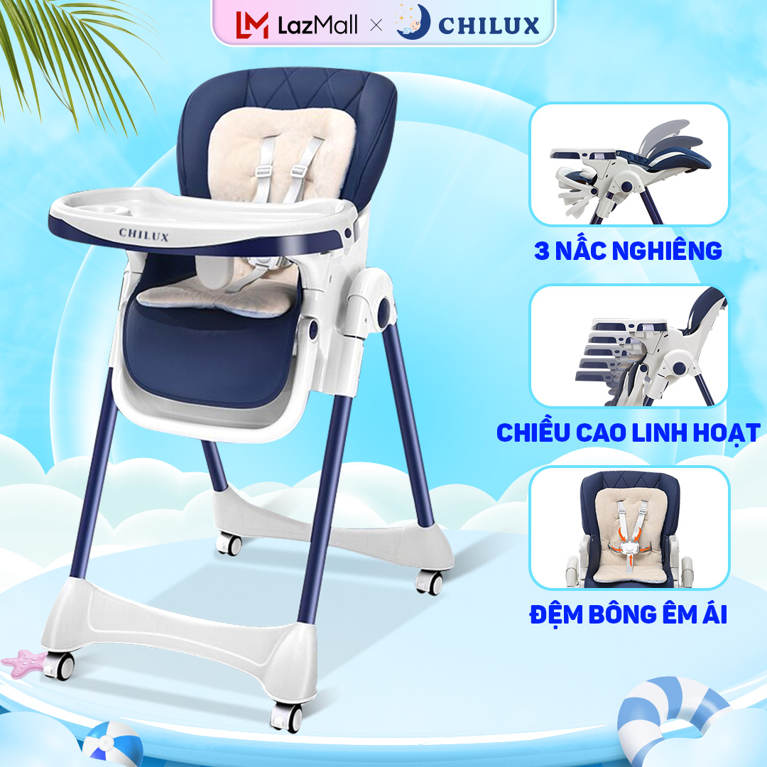  Ghế ăn dặm cho trẻ em cao cấp Chilux Grow V - Có khoá bánh xe điều chỉnh độ cao dễ dàng tiện lợi cho bé sử dụng 