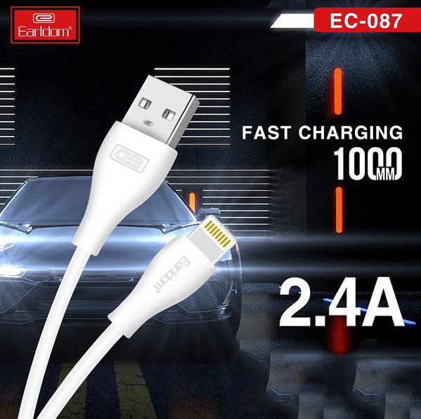 Cáp sạc Lightning Earldom EC-087 sạc nhanh 2.4A cho iPhone/iPad dài 1m - Hàng chính hãng
