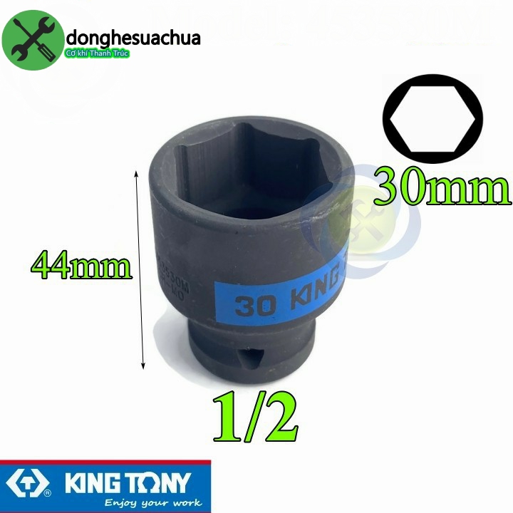 Tuýp 30mm loại 1/2 kingtony 453530m ngắn 6 cạnh màu đen