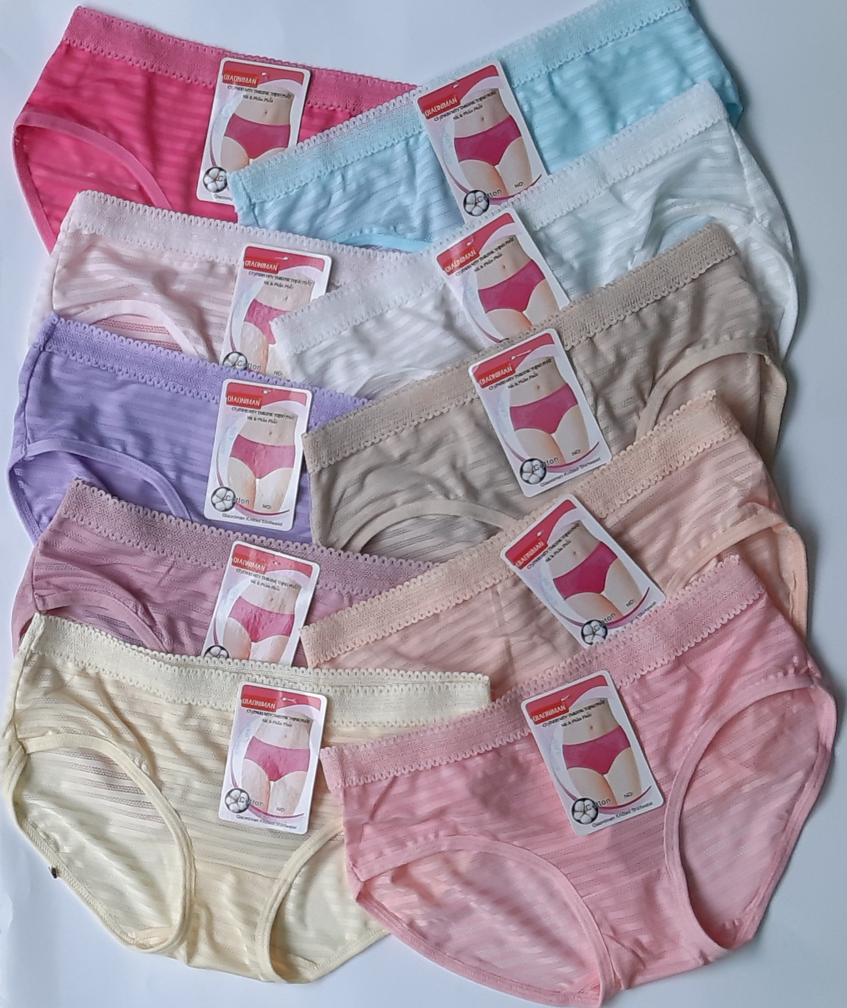 [37 đến 55kg] 10 quần lót nữ thun 100% Cotton thông hơi mềm mịn ôm mông bo lưng 3cm che đi khuyết điểm vòng eo tối đa 95cm