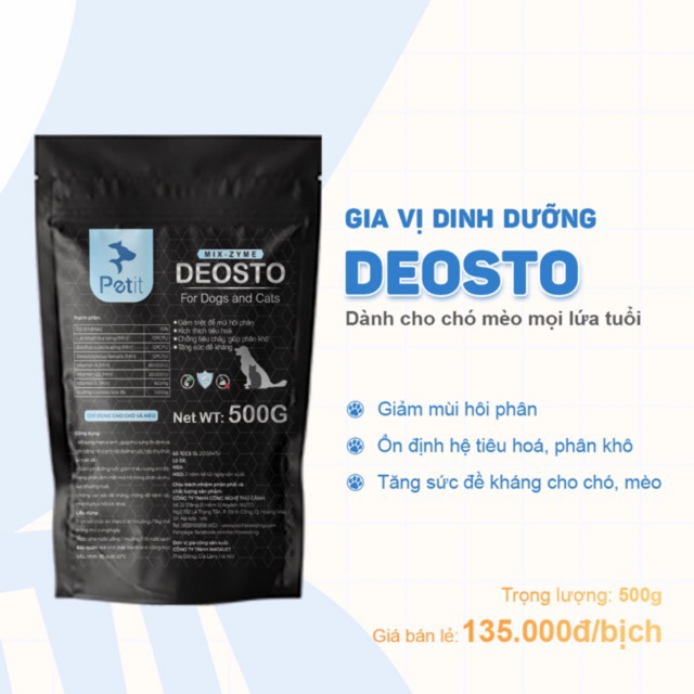 Gia vị dinh dưỡng thức ăn cho thú cưng hỗ trợ tiêu hóa deosto