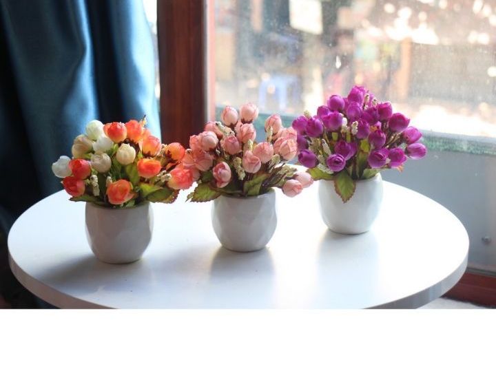 Chậu cây hoa nhí để bàn - Chậu hoa giả loại nhỏ mini để bàn làm việc