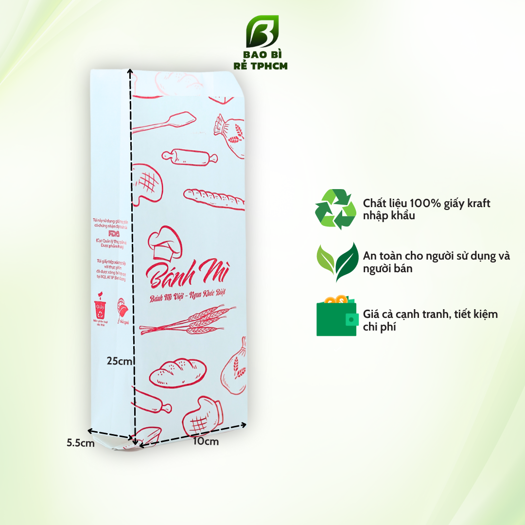 Túi giấy đựng bánh mì mt trắng 1000 túi