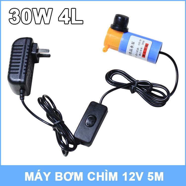 [HCM]Bơm chìm mini 12V 5M kèm nguồn điện