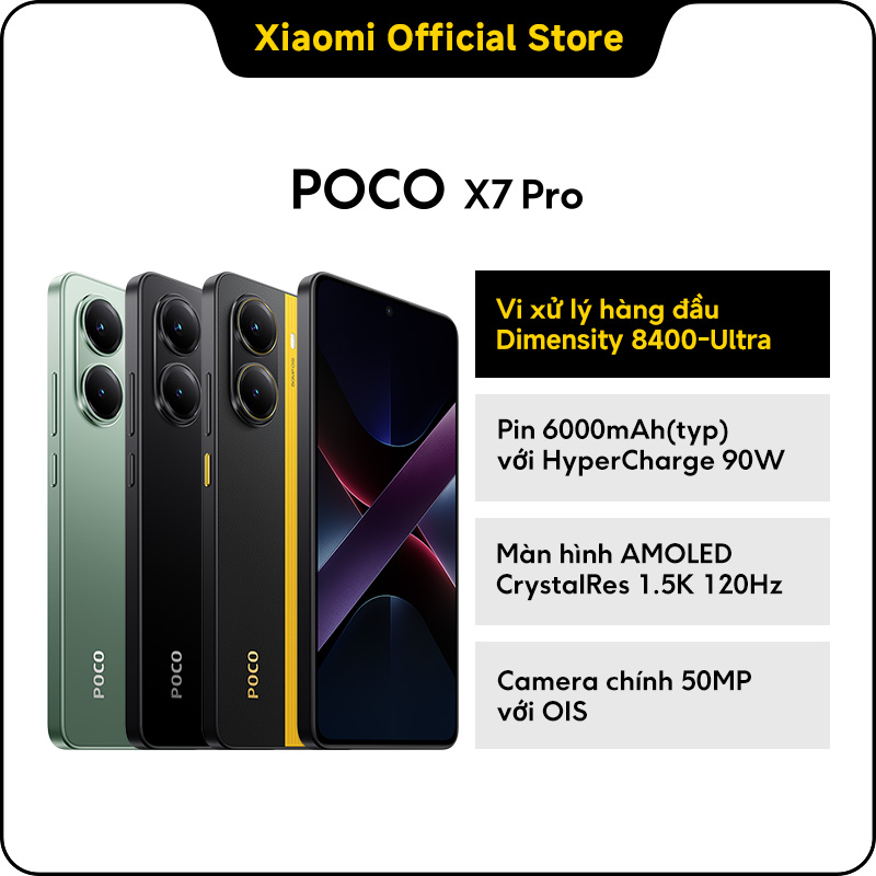 Điện thoại thông minh POCO X7 Pro 5G (8+256GB | 12+256G) | Màn hình 6.67" 120Hz AMOLED | D8400-Ultra
