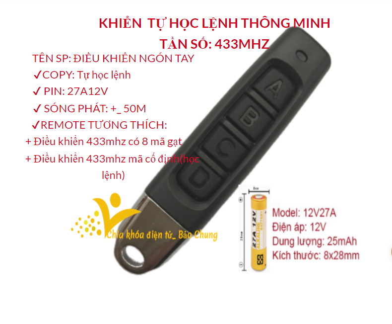 Điều khiển cửa cuốn tần số 433 học lệnh mẫu mới