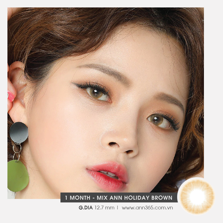 [𝗦𝘄𝗲𝗲𝘁𝘆 𝗕𝗿𝗼𝘄𝗻] Lens Y Khoa 0-8 Độ Dùng 1 Tháng ANN365 Màu Nâu Mật Ong Holiday Brown Tăng Nét Nữ Tính