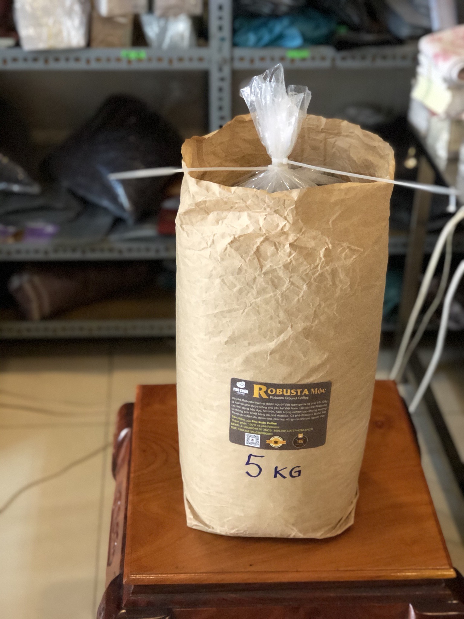 Combo 5kg cà phê rang xay nguyên chất, cafe hạt Robusta Phú Xuân Coffee rang mộc giá sỉ dành cho quán dùng pha phin pha máy