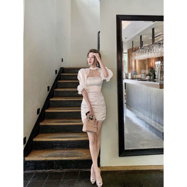 Đầm dự tiệc ôm body nhún tay phồng Evia Dress 🌷