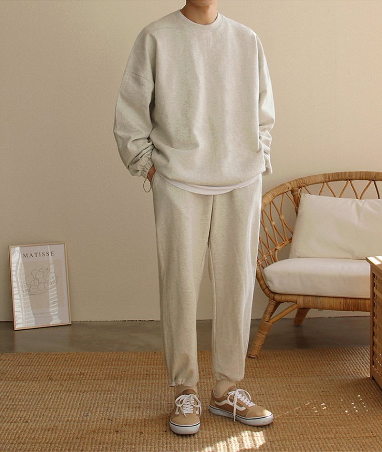 Bộ quần áo nỉ nam thu đông, Bộ Đồ Nam Chất Nỉ Da Cá có bo gấu dáng đẹp